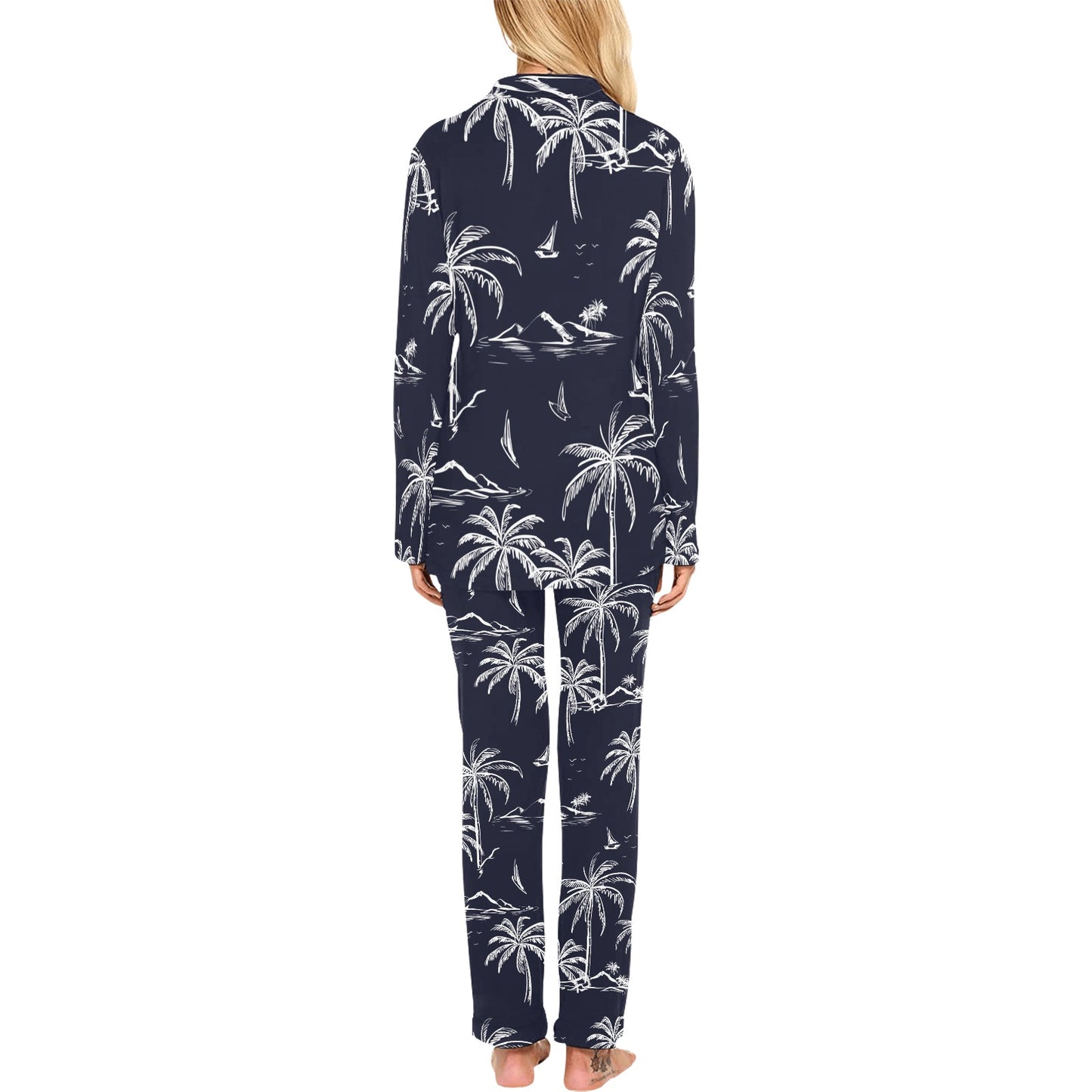 Pacific island Pattern Print Design A02 Women's Long Pajama Set