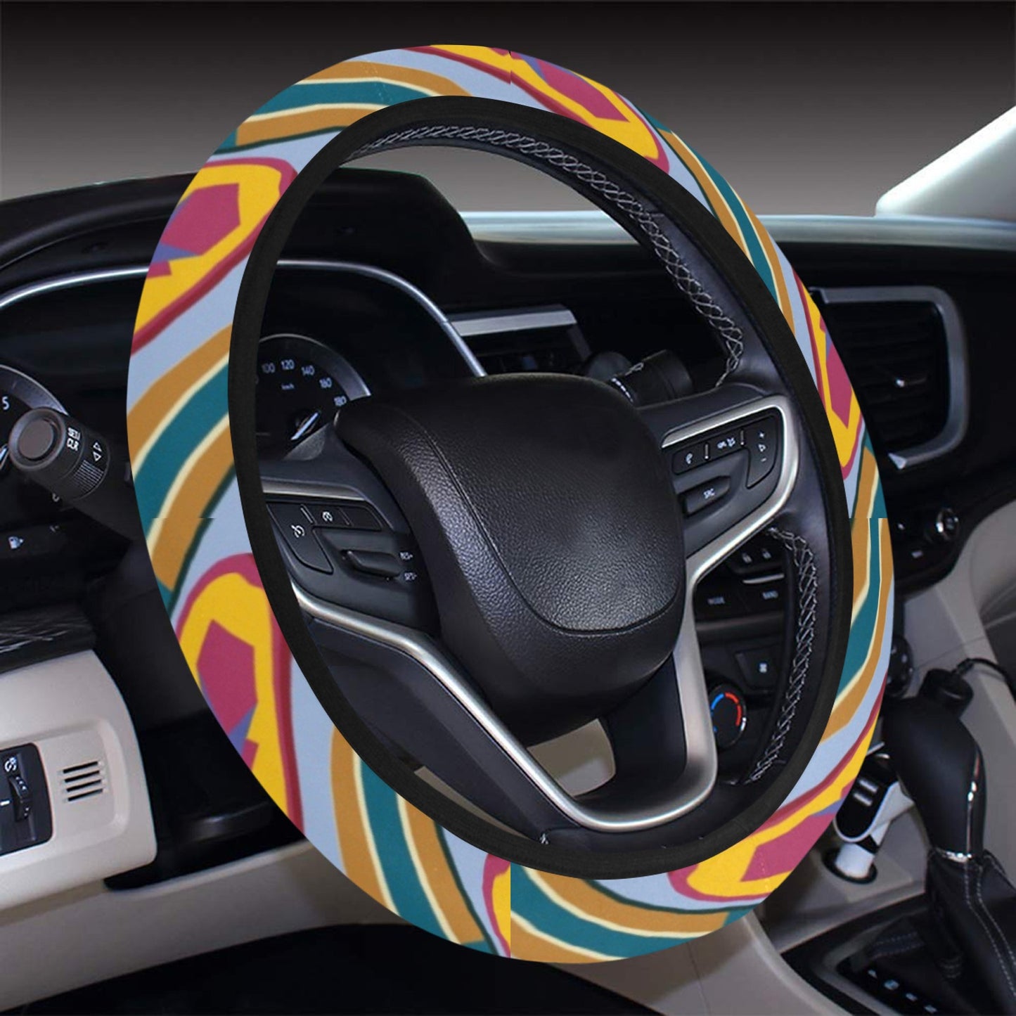 Surfboard Pattern Print Design LKS303 Steering Wheel Cover with Elastic Edge