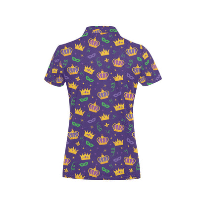 Mardi Gras Pattern Print Design 03 Women's Polo Shirt