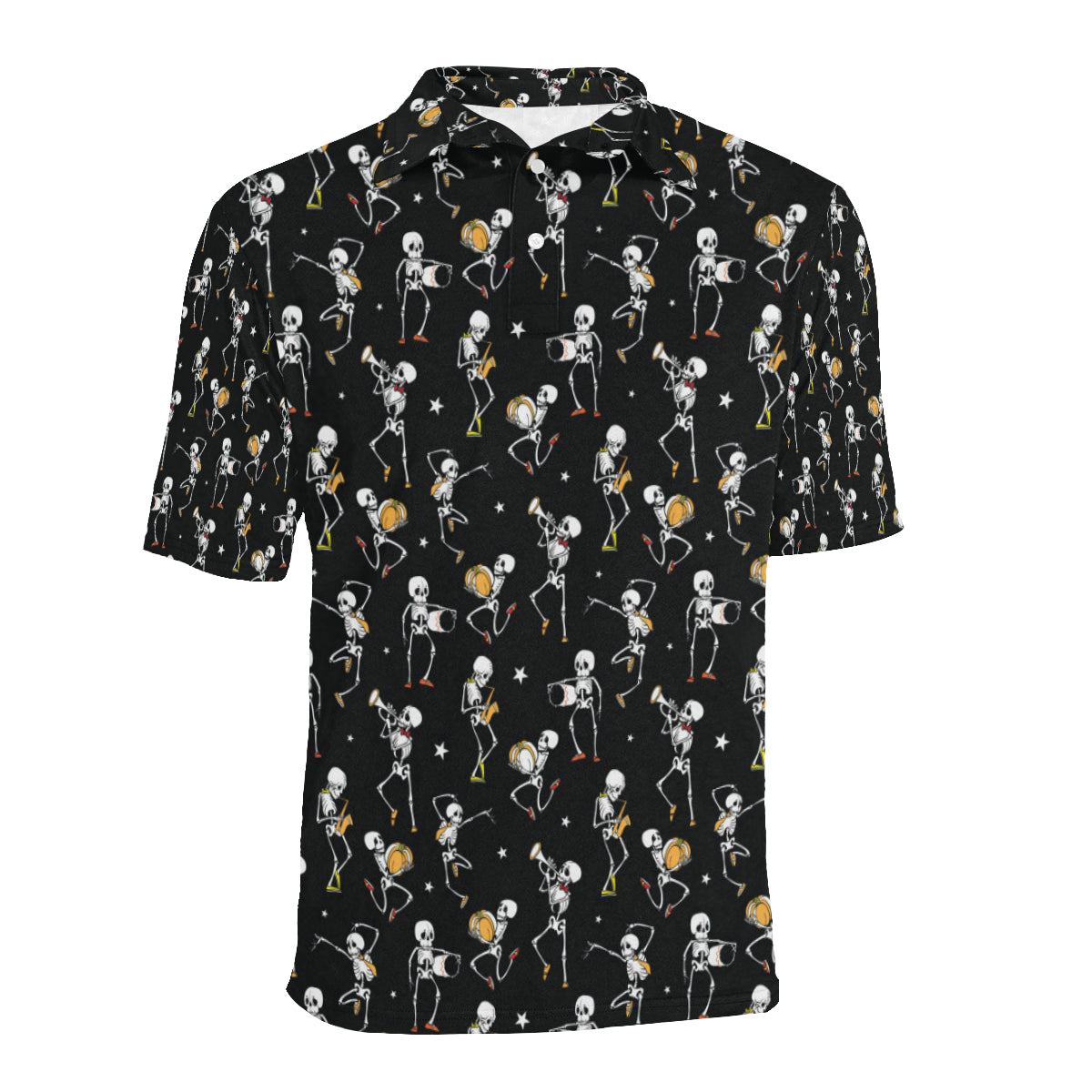 Skeleton Dance Print Men Polo Shirt