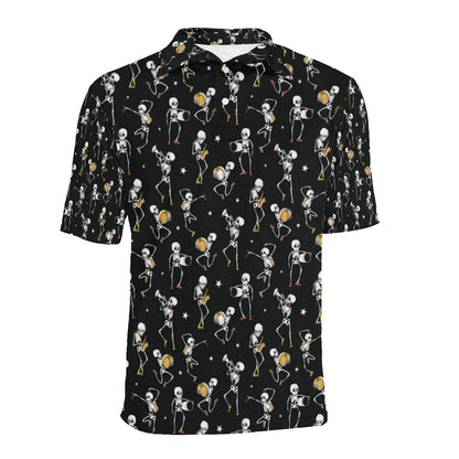 Skeleton Dance Print Men Polo Shirt