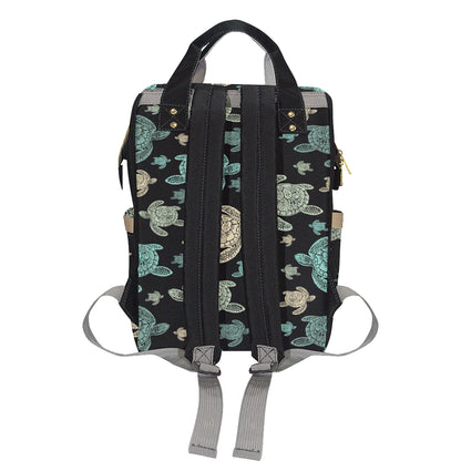 Sea Turtle Stamp Pattern Diaper Bag Backpack