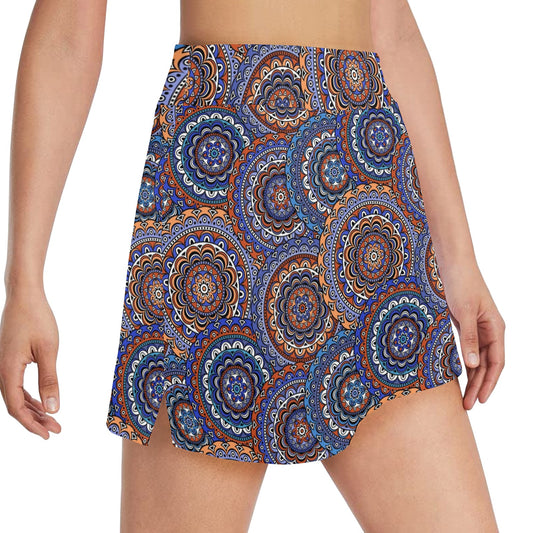 Mandala Boho Chic Design Print 17" Golf & Pickleball Skort with Pockets