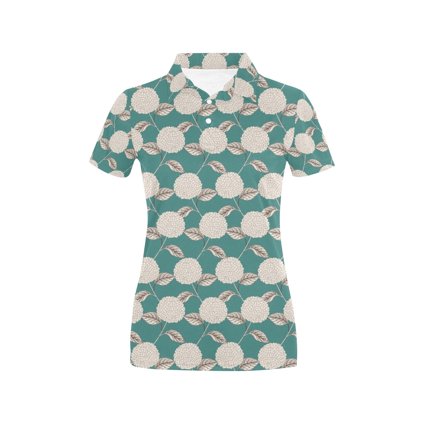 Hydrangea Pattern Print Design HD03 Women's Polo Shirt