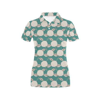 Hydrangea Pattern Print Design HD03 Women's Polo Shirt