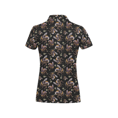 Bee Pattern Print Design 04 Women's Polo Shirt