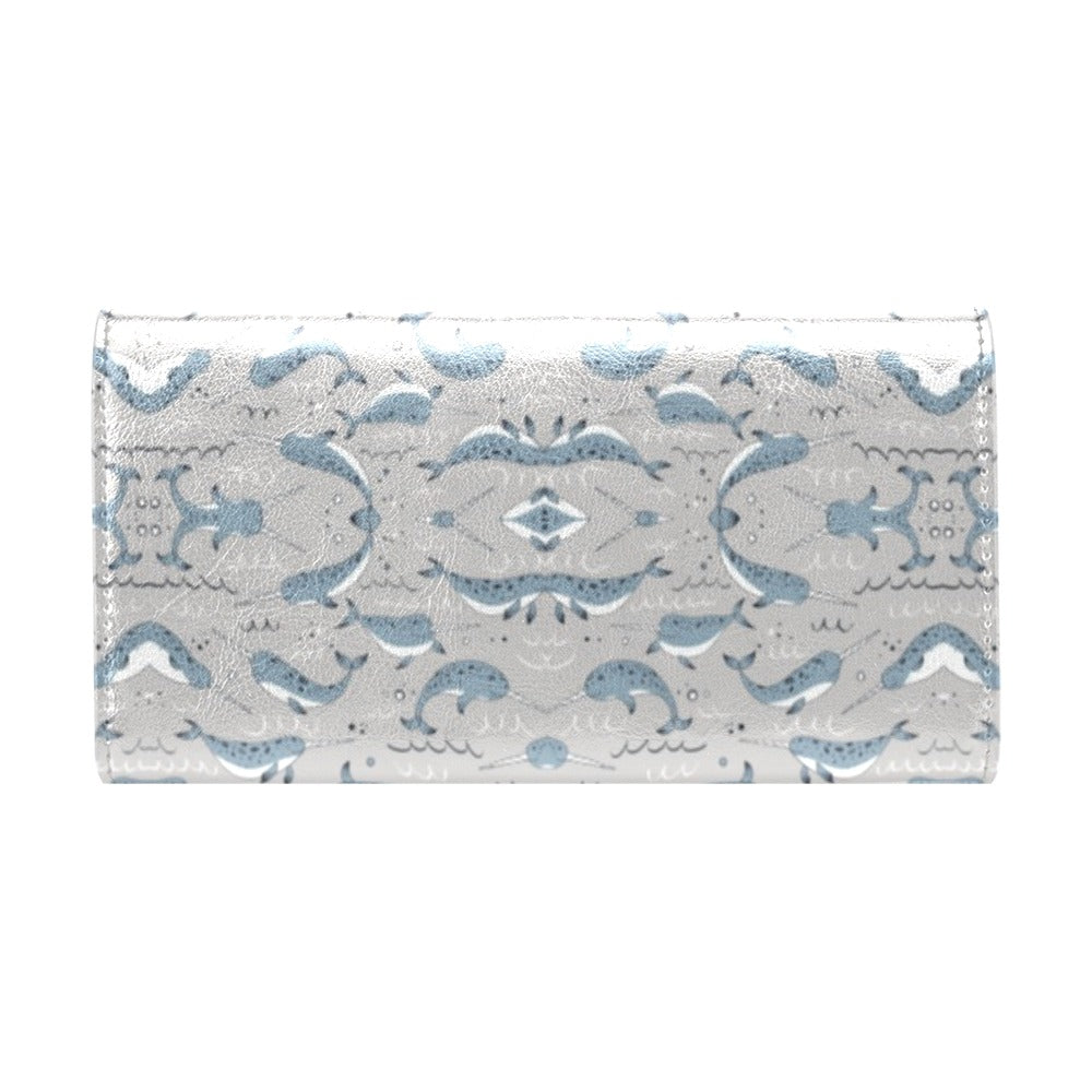 Narwhal Pattern Print Women's Trifold Wallet
