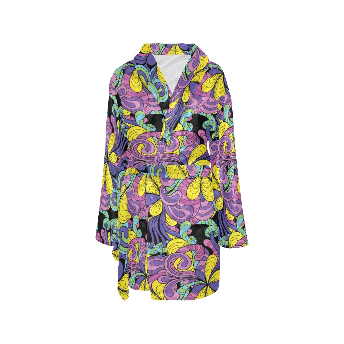 Psychedelic Pattern Print Design A04 Women's Fleece Robe