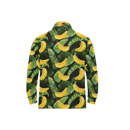 Banana Pattern Print Design BA01 Long Sleeve Polo Shirt For Men's