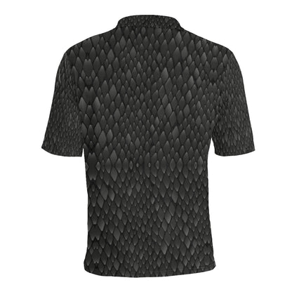 Snake Skin Black Print Men Polo Shirt