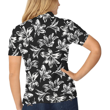 Amaryllis Pattern Print Design AL04 Women's Polo Shirt