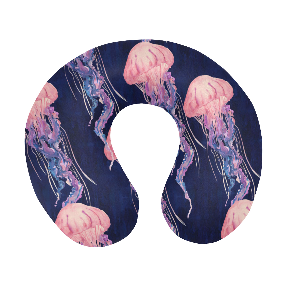 Jellyfish Pattern Print Design 03 U-Shaped Travel Neck Pillow