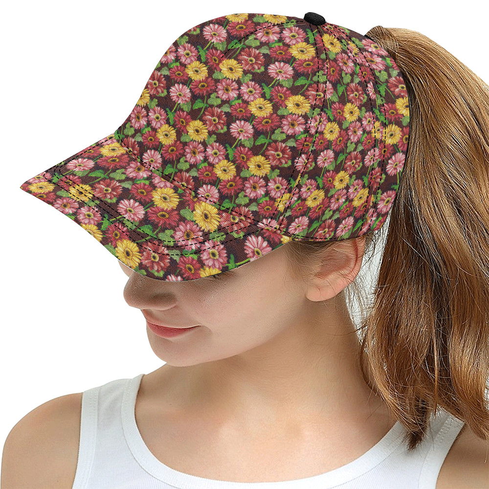 Daisy Gerbera Print Pattern Snapback Cap