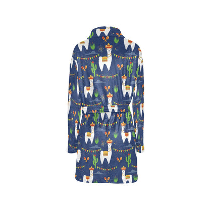 Llama Cactus Pattern Print Design 05 Women's Fleece Robe