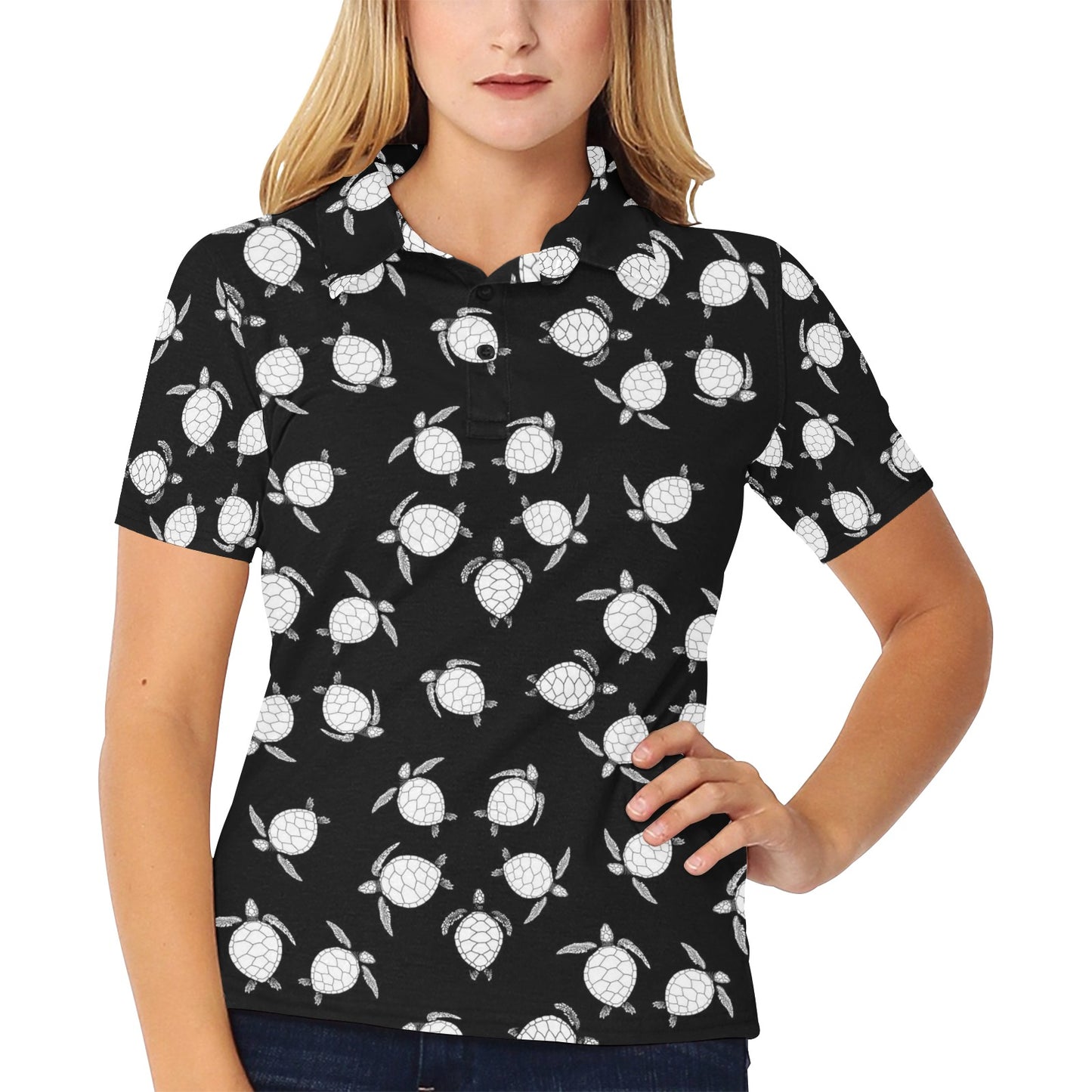 Sea Turtle Print Design LKS303 Women's Polo Shirt