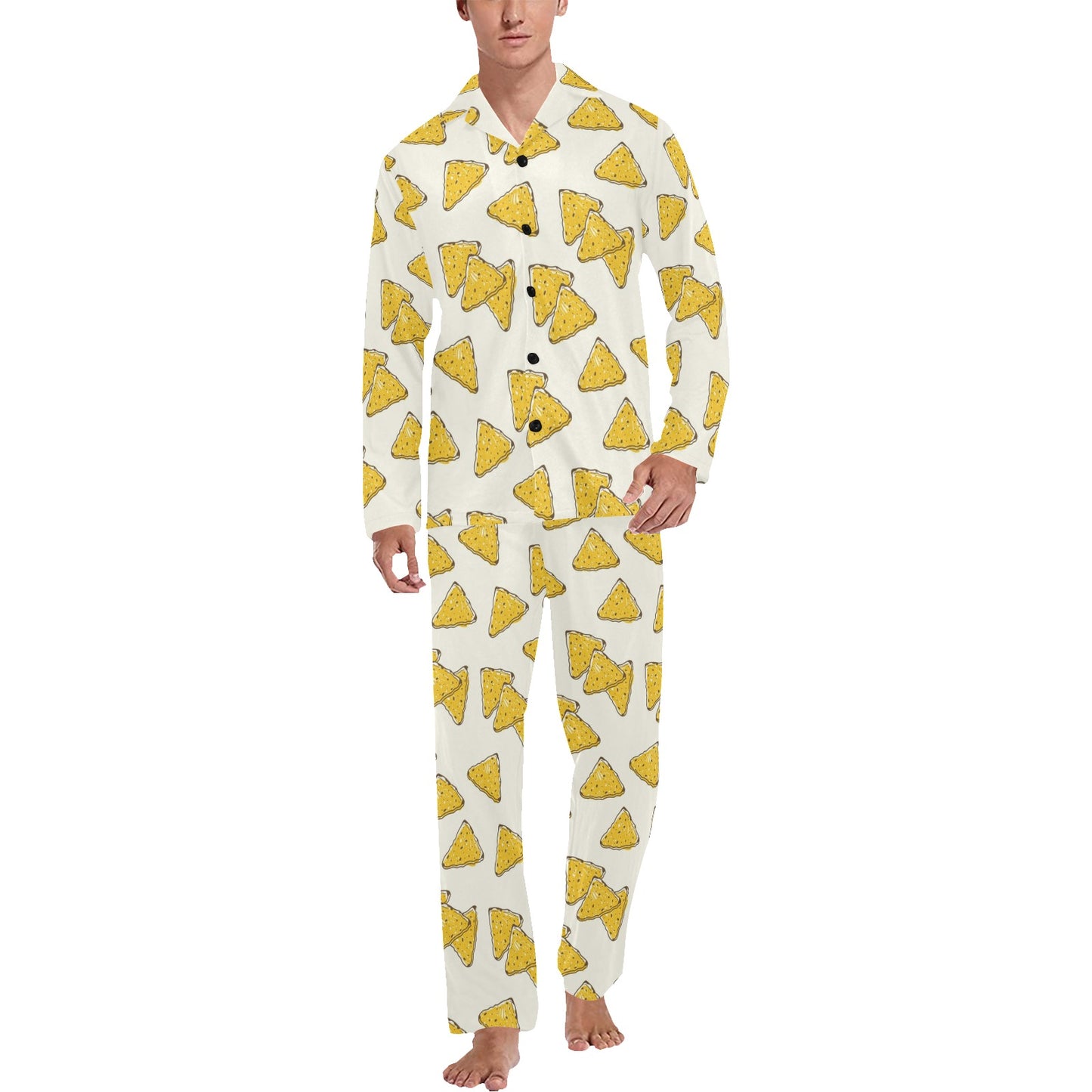 Nachos Pattern Print Design A01 Men's Long Pajama Set