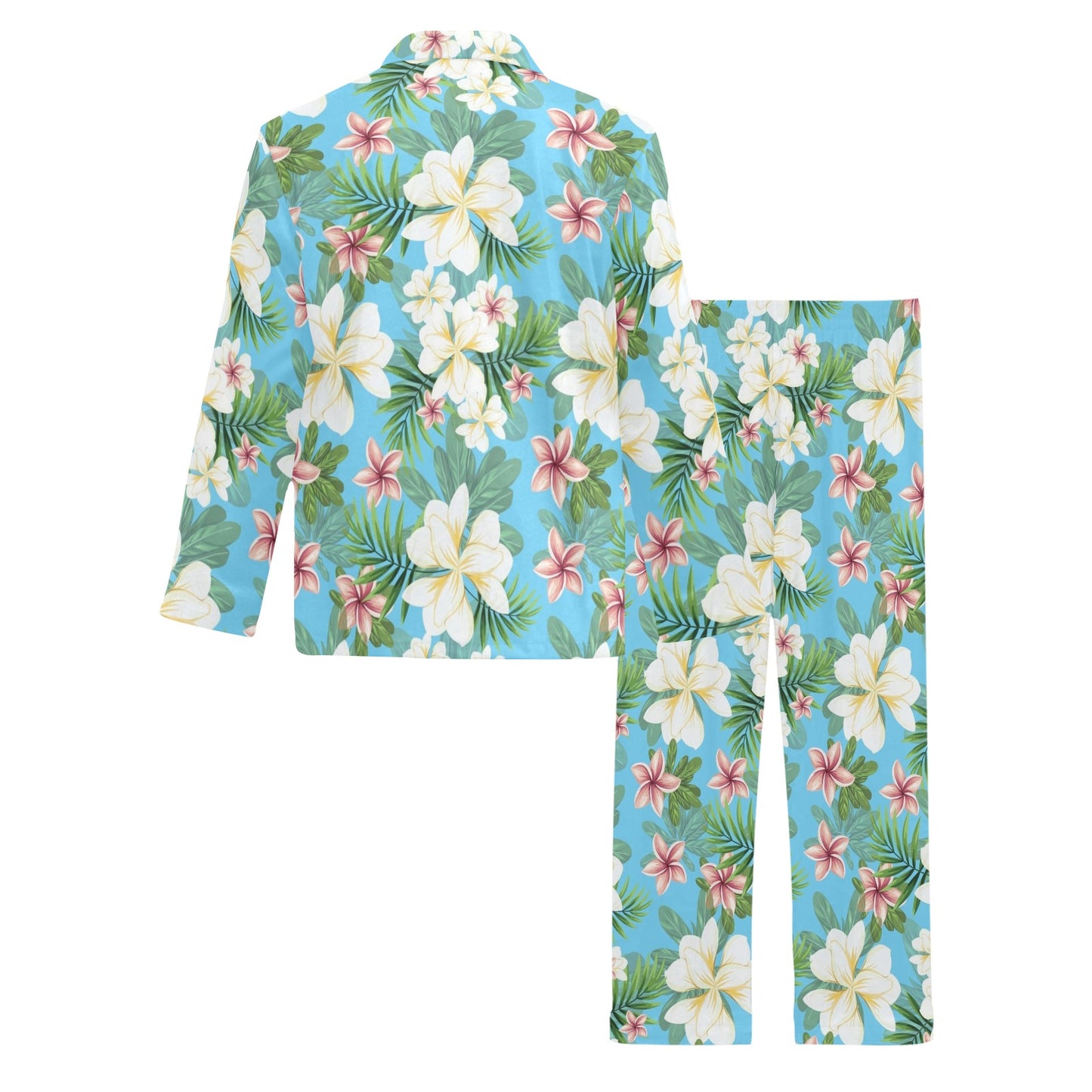 Plumeria Pattern Print Design PM028 Men's Long Pajama Set