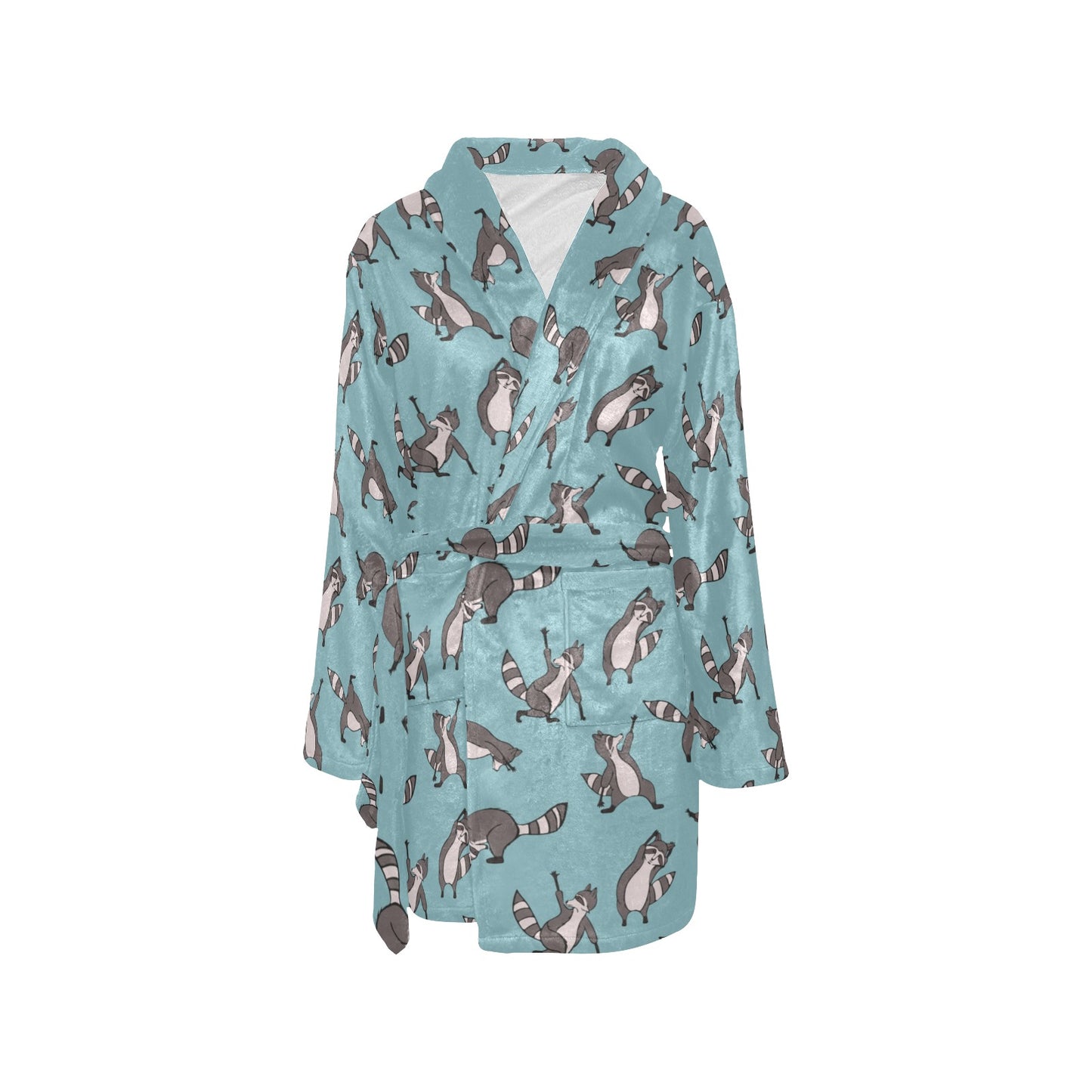 Raccoon Pattern Print Design A07 Women's Fleece Robe