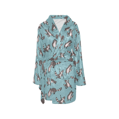 Raccoon Pattern Print Design A07 Women's Fleece Robe
