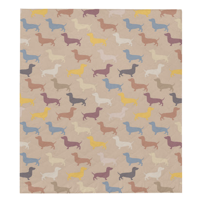 Dachshund Pattern Print Design 03 Premium Quilt