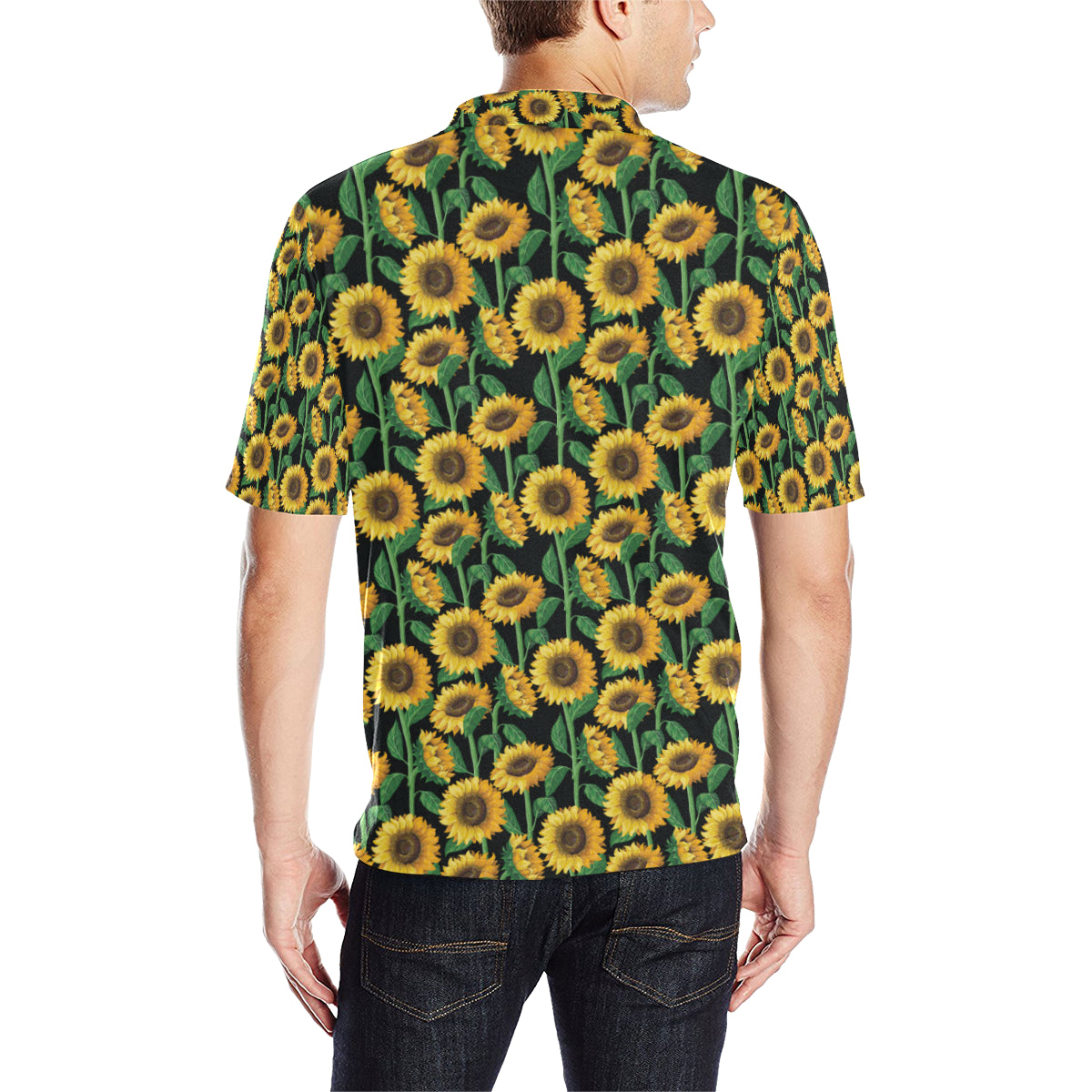 Sunflower Realistic Print Pattern Men Polo Shirt