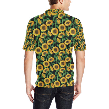 Sunflower Realistic Print Pattern Men Polo Shirt