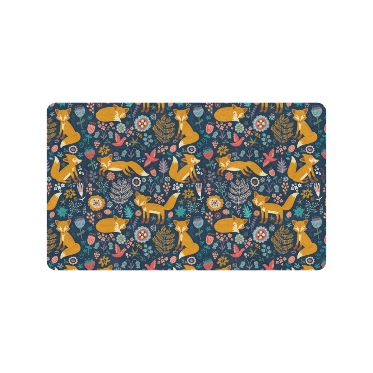 Fox Cute Jungle Print Pattern Rubber Doormat