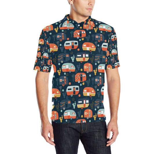 Camper Caravan Print Pattern Men Polo Shirt