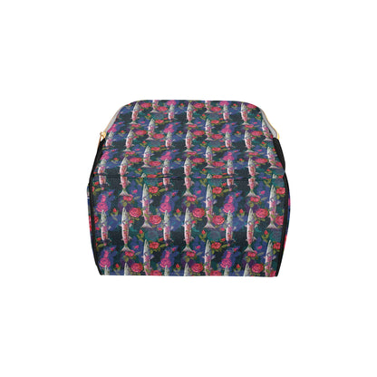 Barracuda with Folwer Pattern Print Design 01 Diaper Bag Backpack