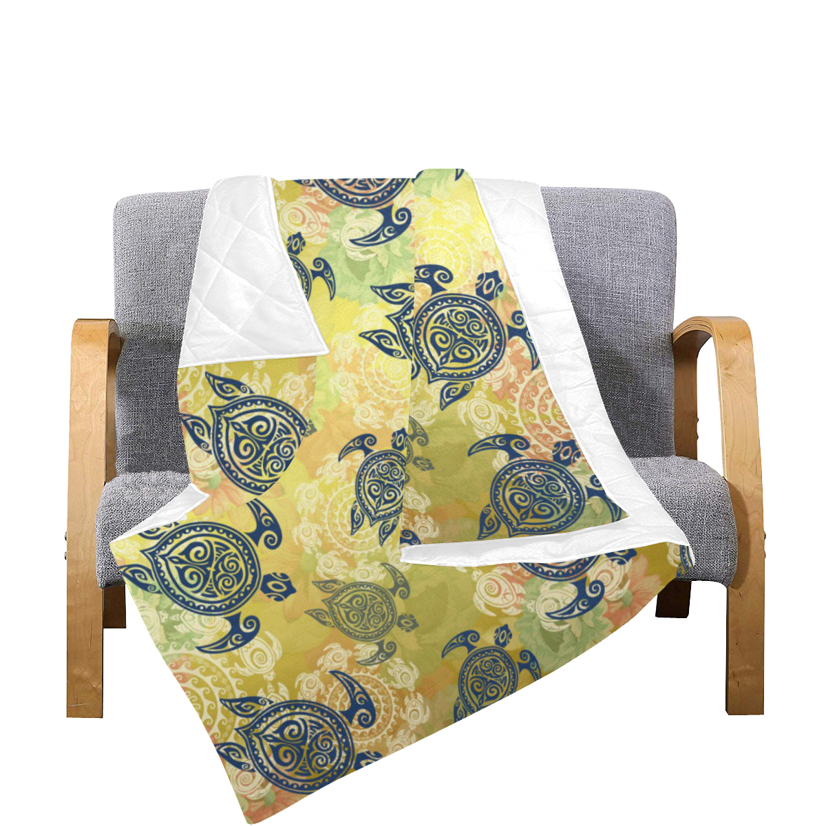 Hawaiian Turtle Tribal Design Print Premium Quilt