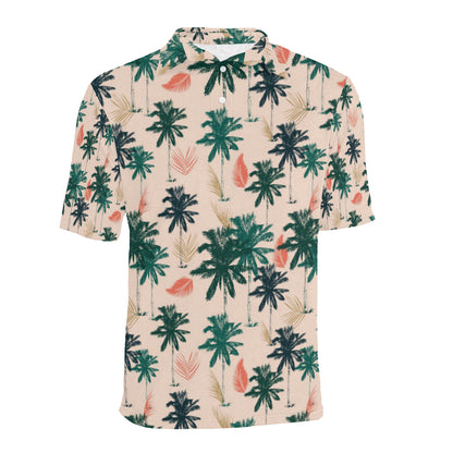 Palm Tree Pattern Print Design PT014 Men Polo Shirt