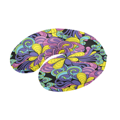 Psychedelic Pattern Print Design A04 U-Shaped Travel Neck Pillow