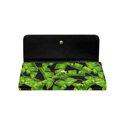 Banana Leaf Pattern Print Design BL06 Women's Trifold Wallet