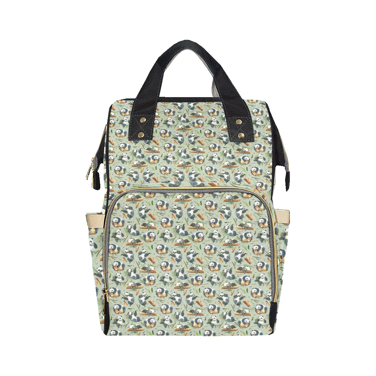 Panda Bear Design Bamboo Print Diaper Bag Backpack