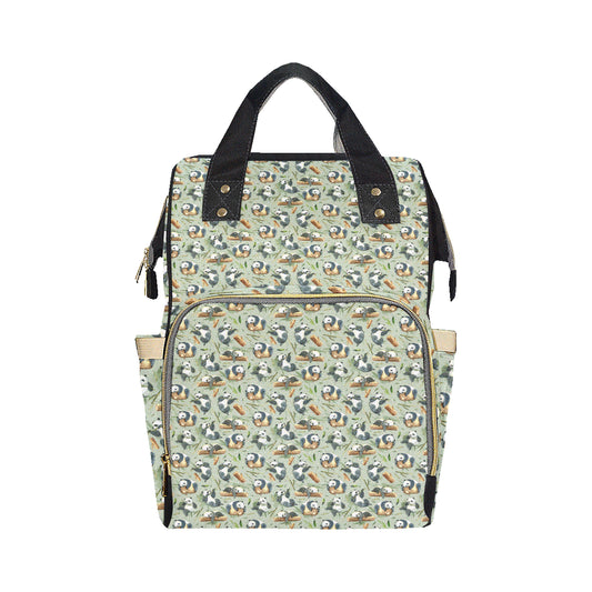Panda Bear Design Bamboo Print Diaper Bag Backpack