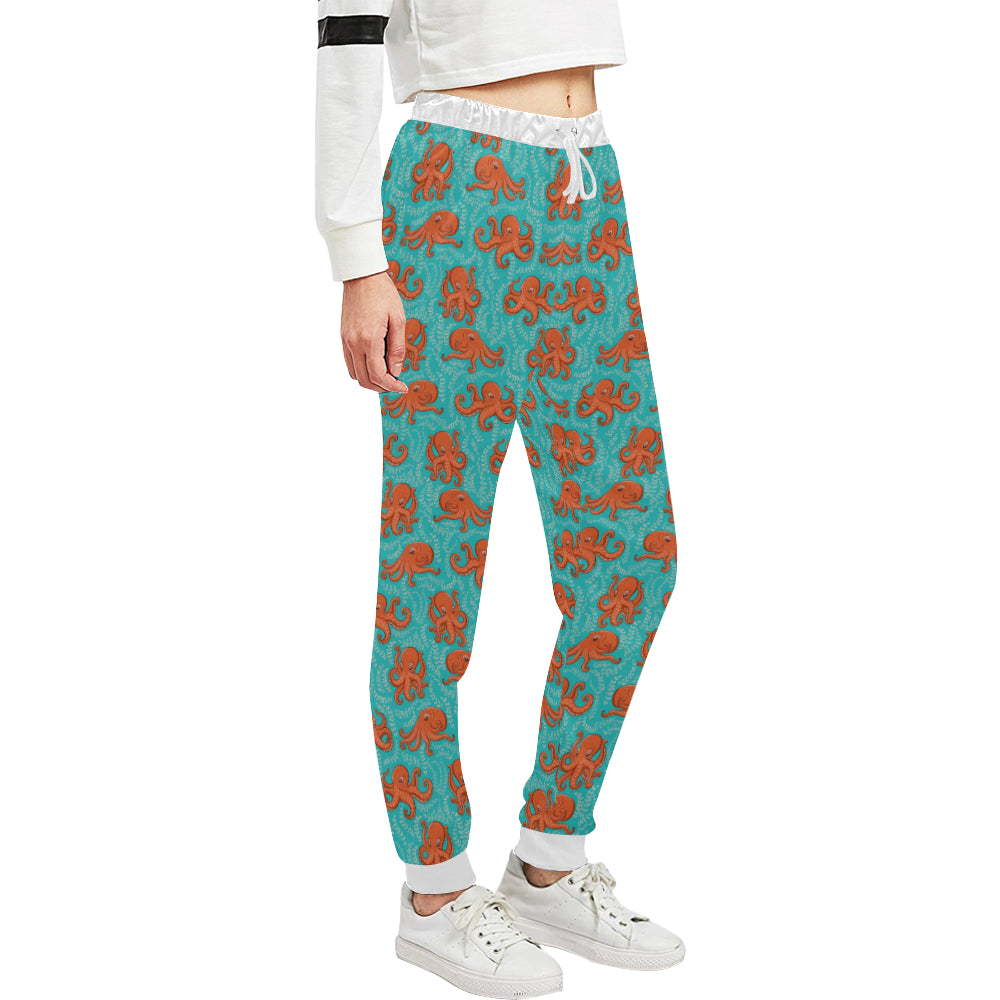 Octopus Cartoon Design Print Themed Unisex Sweatpants