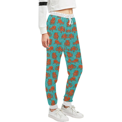 Octopus Cartoon Design Print Themed Unisex Sweatpants