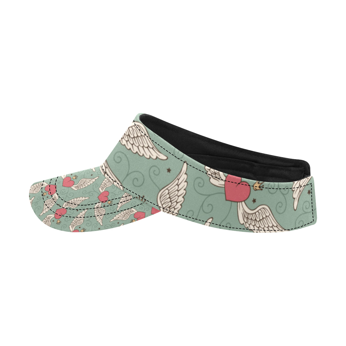 Angel Wings Heart Design Themed Print Unisex Sun Visor