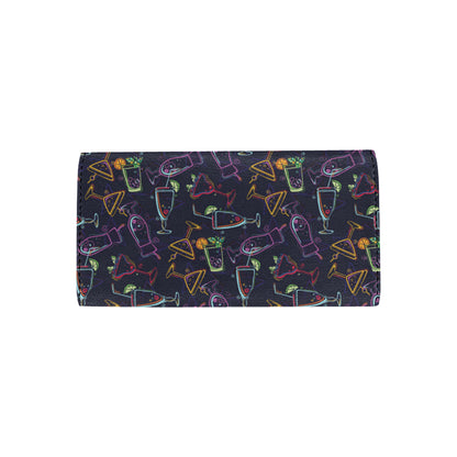Cocktail Pattern Print Design 04 Women's Trifold Wallet