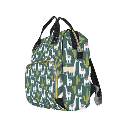 Llama Cactus Pattern Print Design 02 Diaper Bag Backpack