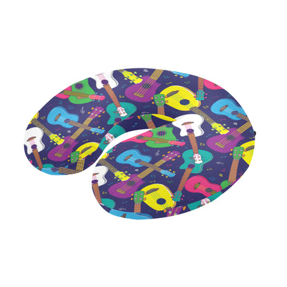Ukulele Pattern Print Design 02 U-Shaped Travel Neck Pillow