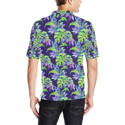 Tropical Flower Pattern Print Design TF019 Men Polo Shirt