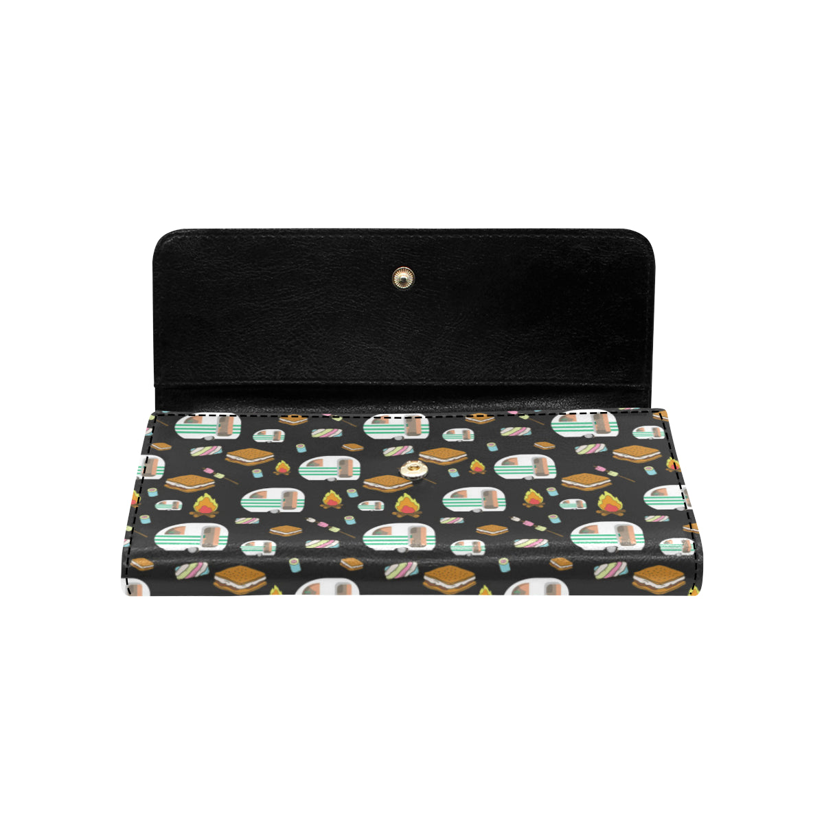 Camper marshmallow Camping Design Print Women's Trifold Wallet