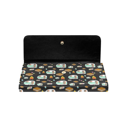 Camper marshmallow Camping Design Print Women's Trifold Wallet