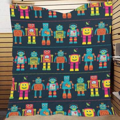 Robot Pattern Print Design A01 Premium Quilt