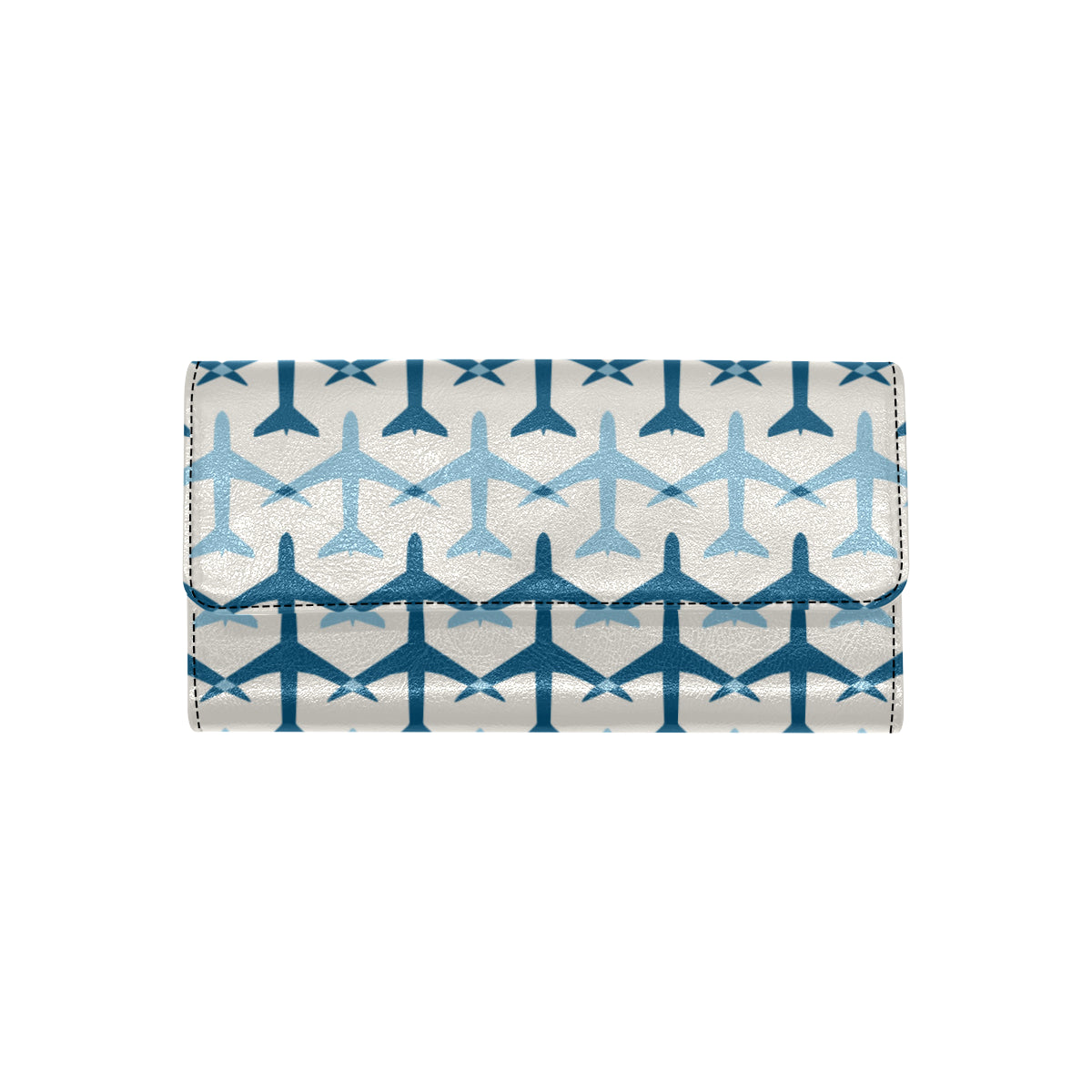 Airplane Pattern Print Design 04 Women's Trifold Wallet
