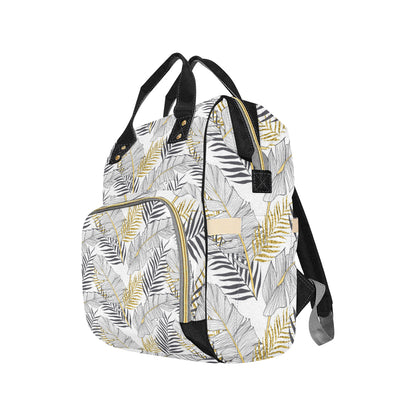 Gold Glitter Tropical Palm Leaves Diaper Bag Backpack