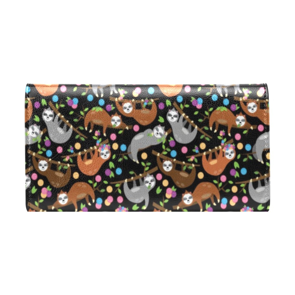 Sloth Print Design LKS306 Women's Trifold Wallet