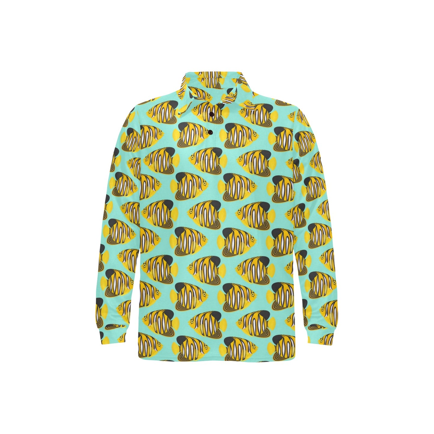 Angelfish Print Design LKS402 Long Sleeve Polo Shirt For Men's