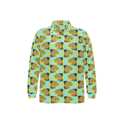Angelfish Print Design LKS402 Long Sleeve Polo Shirt For Men's